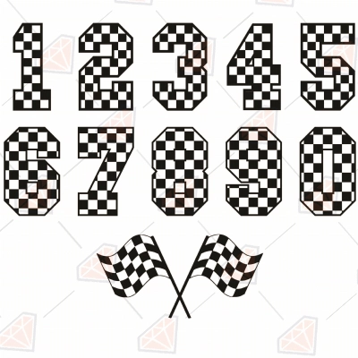 Checkered Numbers with Flag SVG, Instant Download | PremiumSVG