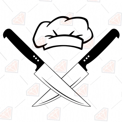 Chef Hat and Crossed Knives SVG, Chef Knives SVG