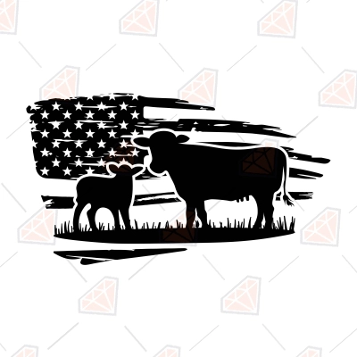 Cow American Flag SVG, USA Cow Cut File | PremiumSVG