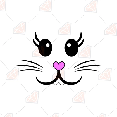 Cute Bunny Face SVG Cut File | PremiumSVG