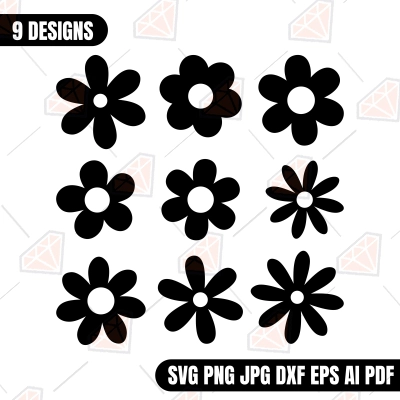 Daisy SVG Black and White, 9 Designs | PremiumSVG