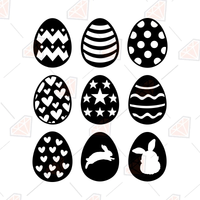 Easter Eggs SVG Bundle, Easter Eggs SVG Silhouette Cut Files | PremiumSVG