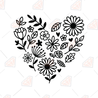 Floral Heart, Heart Made Flowers SVG | PremiumSVG