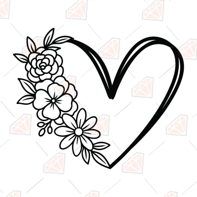 Floral Heart SVG, Heart with Flowers SVG | PremiumSVG