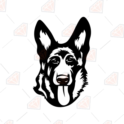 German Shepherd Face Silhouette SVG | PremiumSVG