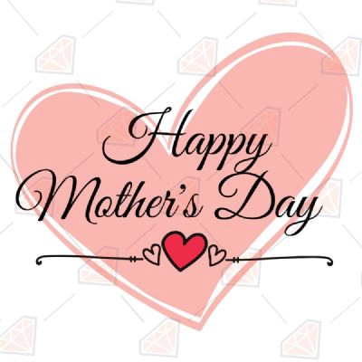 Happy Mother's Day SVG with Pink Heart | PremiumSVG