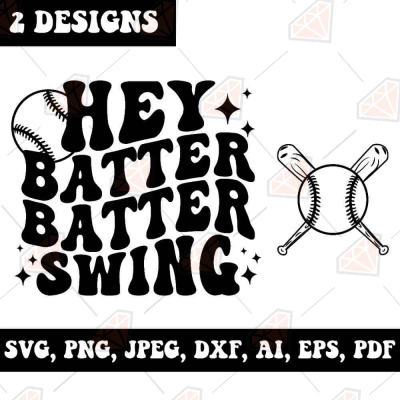 Hey Batter Batter SVG Cut File, Crossed Bat | PremiumSVG