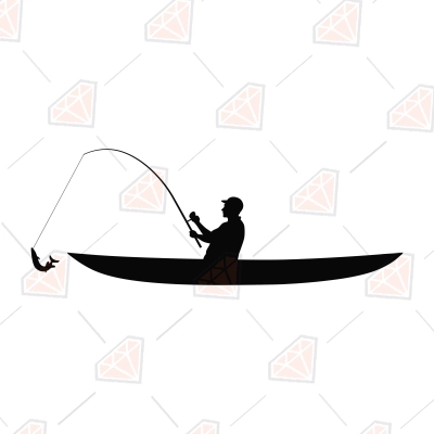 Kayak Fishing SVG, Fisherman on Canoe SVG