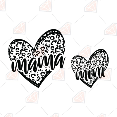 Mama Mini SVG with Leopard Heart, PNG, Instant Download