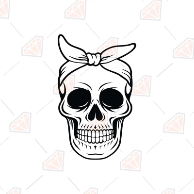 Skull with Bow SVG, Skull Bandana SVG | PremiumSVG
