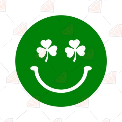 ♥スマイルクローバー様♥ ♥スマイルクローバー様♥ Smiley Face with Shamrocks SVG, Clover