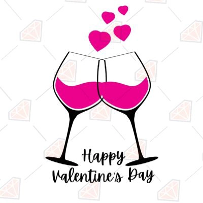 Valentine Wine Glasses SVG File, Valentine's Day Wine SVG | PremiumSVG