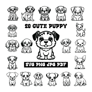 20 Cute Puppy SVG, Cute Dog SVG Files for Cricut Dog SVG