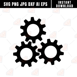 3 Gears Silhouette, SVG, PNG Svg