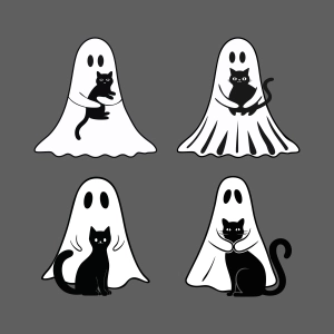 4 Ghost Keeping Cats SVG Bundle, Ghost Cat SVG Ghost SVG