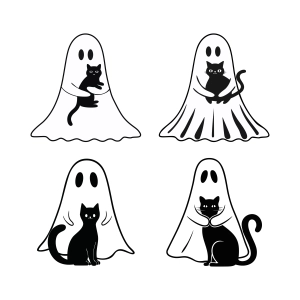 4 Ghost Keeping Cats SVG Bundle, Ghost Cat SVG Ghost SVG