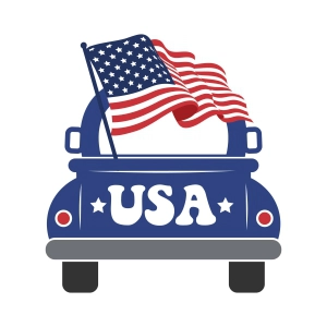 4th of July Truck SVG,  American Flag Vintage Truck 4th Of July SVG