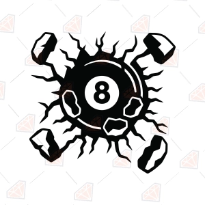 8 Ball Cracked Wall SVG, Billiard SVG Cut File