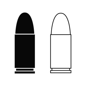 9mm Bullets SVG Cut File, Pistol Clipart Vector Objects