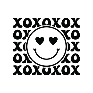 Xoxo Smiley Face SVG, Hugs and Kisses SVG Cut File Valentine's Day SVG