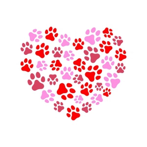 Paw Heart SVG Cut File, Dog Love Valentine's Day SVG, Cat Mom, Dog Mom SVG Love SVG