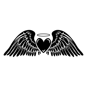 Angel Wings with Heart SVG, Angel Wings SVG Cut File Drawings