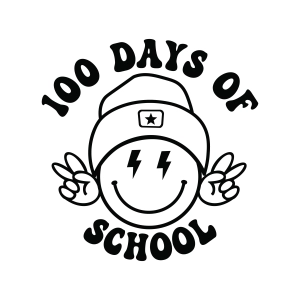 100 Days of School SVG with Smiley Face, Retro SVG Teacher SVG