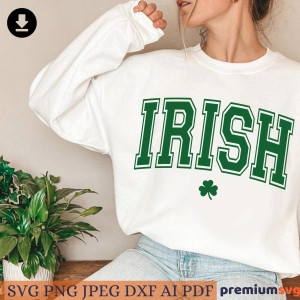 Irish SVG with Varsity Font, St Patricks Day Shirt SVG St Patrick's Day SVG