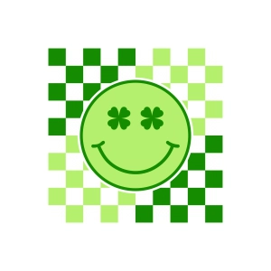 St Patricks Smiley Face SVG, Checkered Smiley SVG for St Patty St Patrick's Day SVG
