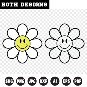Smiley Face Flower SVG, Daisy Smiley Face SVG Cut File Smiley Face SVG