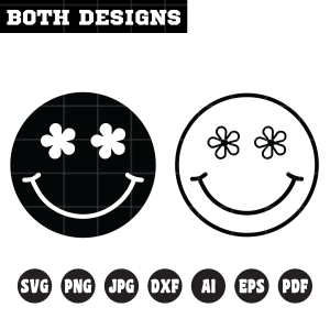 Smiley Face Flower SVG Cut File, PNG, Cricut Smiley Face SVG