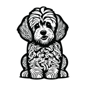 Mini Goldendoodle SVG, Sitting Goldendoodle SVG Dog SVG