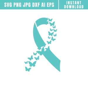 Addiction Recovery Ribbon SVG, Ribbon with Butterflies Svg