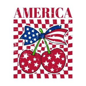 America Cherries PNG, Cherry Bow SVG 4th Of July SVG