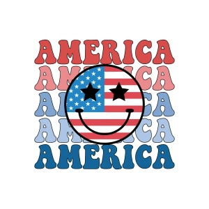 America SVG, Smiley Face American Flag PNG Sublimation for 4th of July 4th Of July SVG