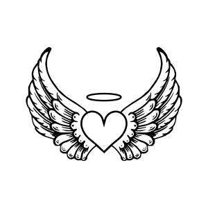 Angel Wings with Heart SVG, Angel Wings SVG Instant Download Drawings