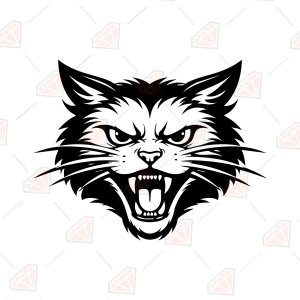 Angry Cat SVG – Fierce Cat Mascot Cut File