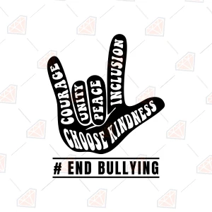 Anti Bullying SVG with Love Hand Sign, Endbullying Cut File for Cricut & Silhouette Awareness Day