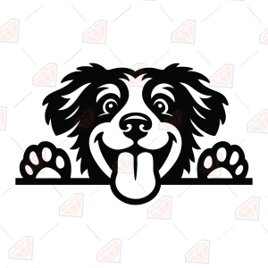 Aussie Dog SVG, Peeking Australian Shepherd with Paws