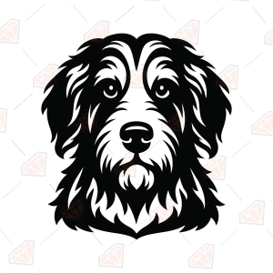 Aussiedoodle SVG, Shaggy Doodle Dog Face Portrait