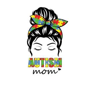 Autism Mom SVG, Autism Messy Bun Mom SVG Cut File Messy Bun SVG