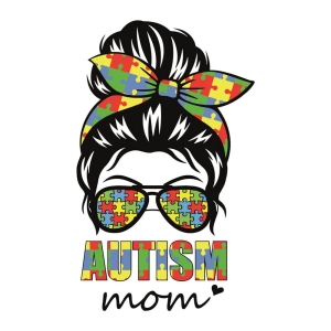 Autism Mom SVG, Autism Messy Bun SVG Messy Bun SVG