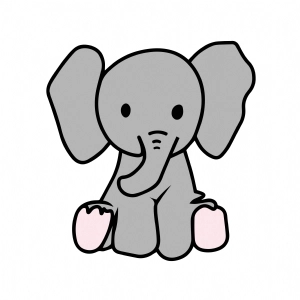 Baby Elephant SVG, Cute Elephant for Clipart Projects Wild & Jungle Animals SVG