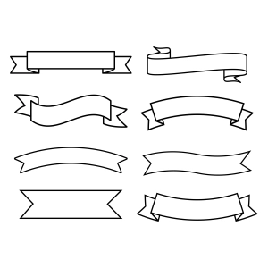 Ribbon Banner Outline Bundle SVG, Banner SVG, Cut and Clipart Files Ribbon SVG