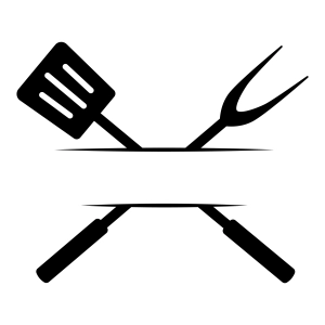Barbeque Monogram SVG Cut File, Grill Monogram SVG Kitchen Utensils