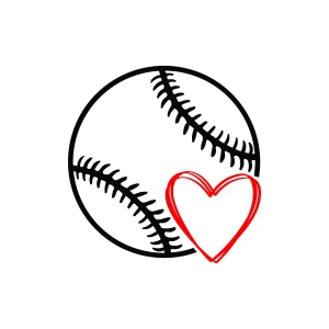 Baseball with Heart SVG, Baseball Love Cut File Baseball SVG