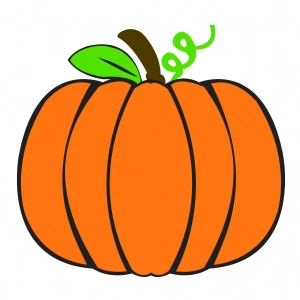 Basic Orange Pumpkin with Leaf SVG, Pumpkin SVG Instant Download Pumpkin SVG