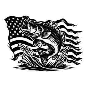 Bass Fishing SVG with USA Flag USA SVG