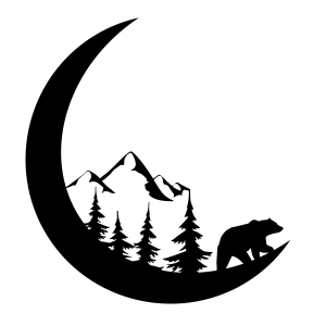 Bear Moon SVG, Bear Landscape Clipart SVG Instant Download Drawings