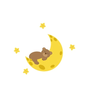 Bear On Moon SVG, Teddy Bear SVG Instant Download Bear SVG